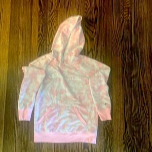 Champion lightweight pink and white tie-dyed hoodie
